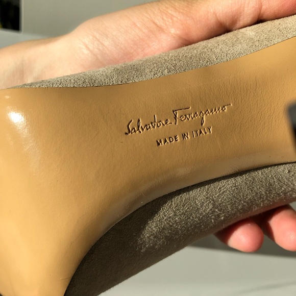 Salvatore Ferragamo beige suede lace heels womens - Picture 6 of 7